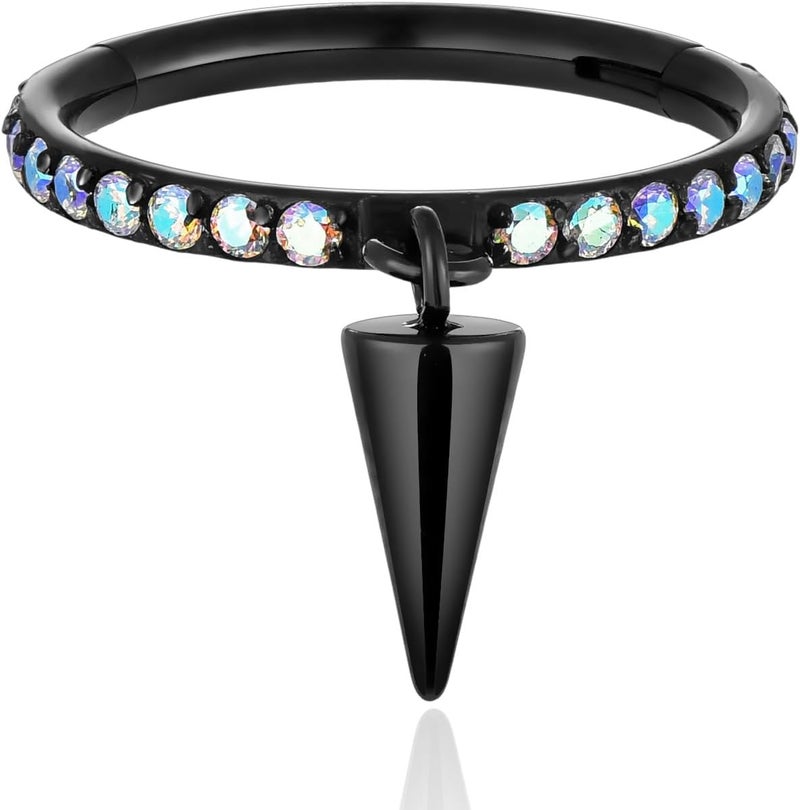 TOMIDES 16G Titanium Cartilage Earring Hoop for Conch Helix Tragus 8mm 10mm 12mm Hypoallergenic Hinged Clicker Nose Rings Septum Piercing Jewelry for Women Men - Image 1